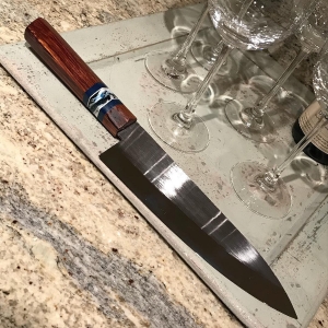 Gyuto chef Knife with blue in handle